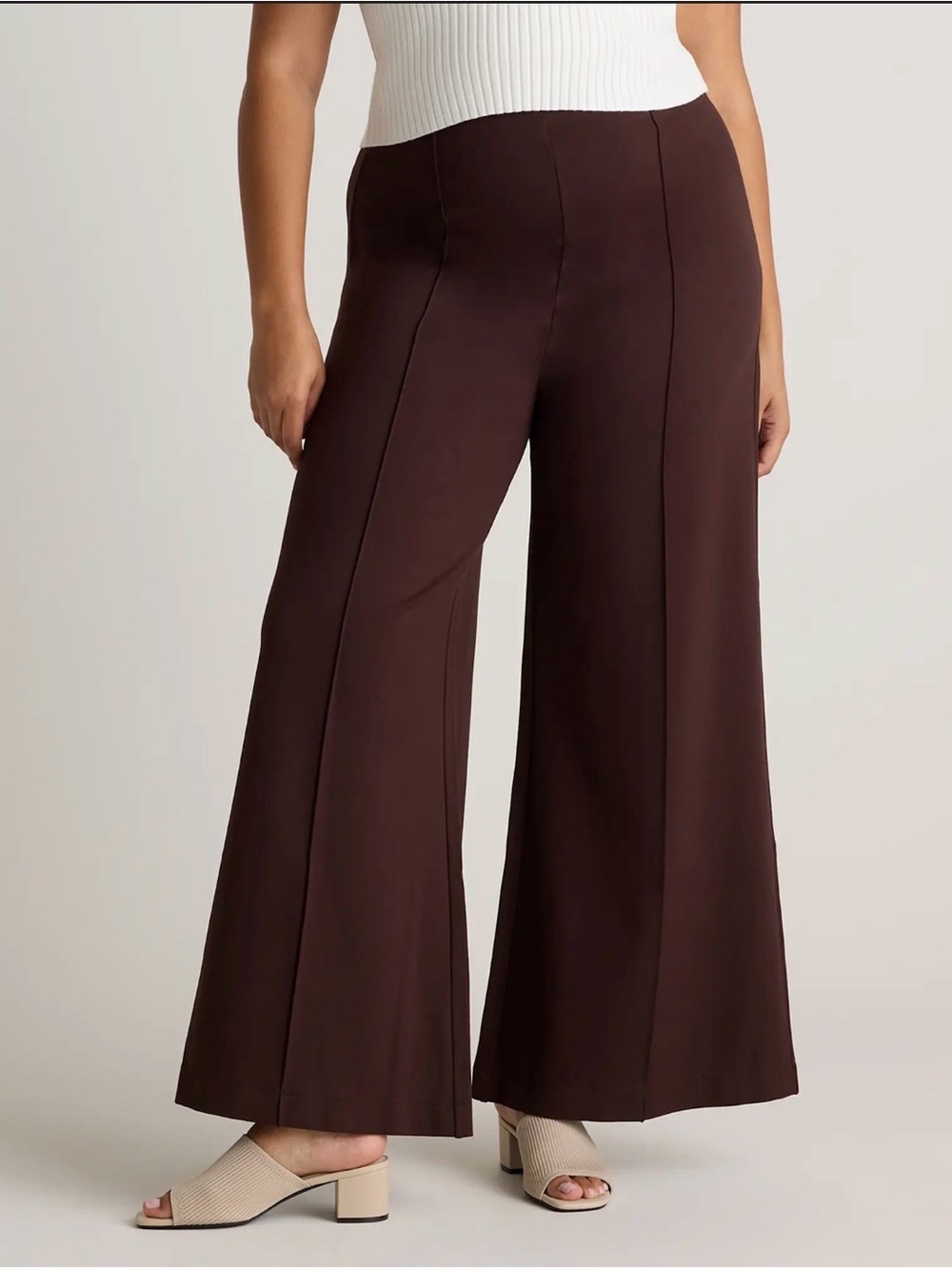 Quince Ultra-Stretch Ponte Super Wide Leg Pants Size Medium